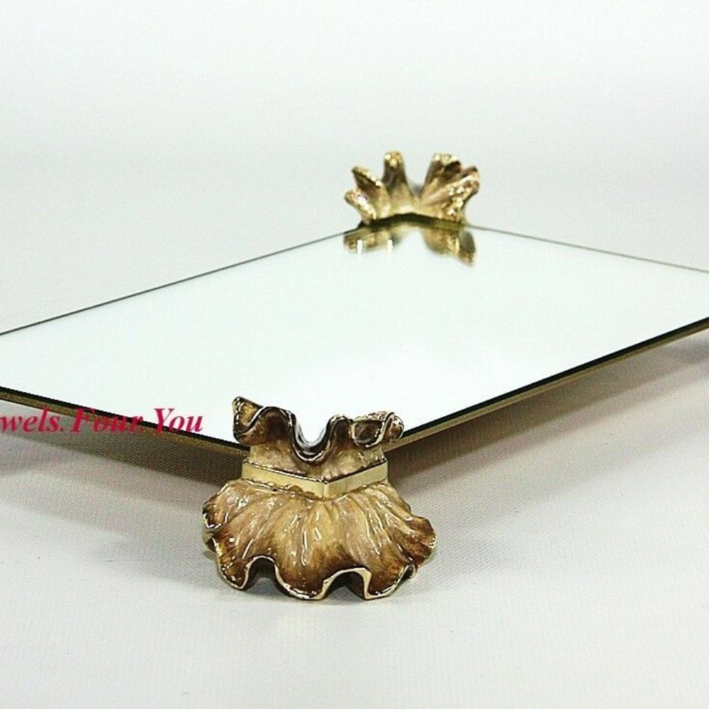 JAY STRONGWATER BLUSH RUFFLED TEA MIRROR TOWEL HOLDER TRAY NAOMI NEW $795 NO BOX